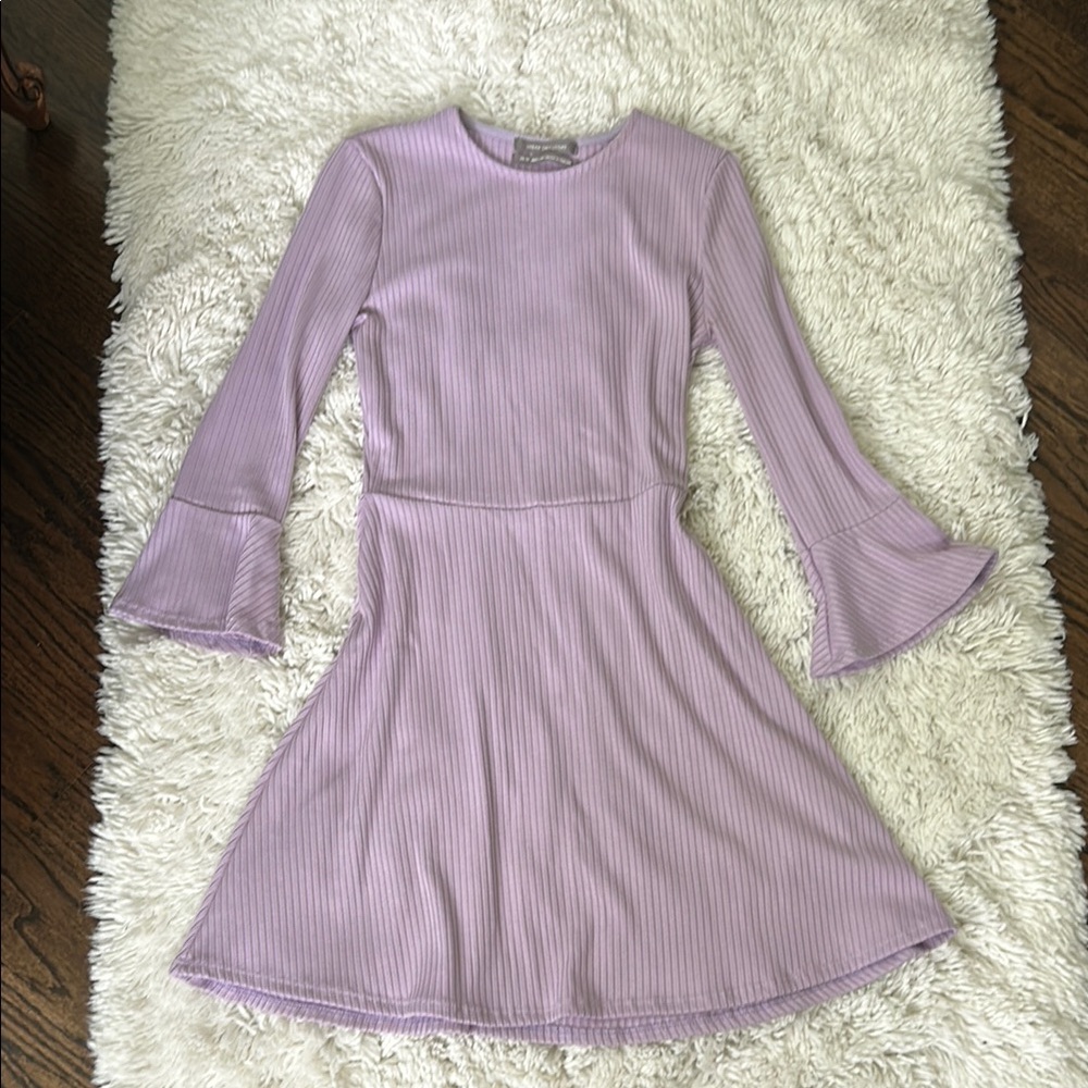 Urban Outfitters Purple Fit and Flare Dress Long Sleeve Crew Neck